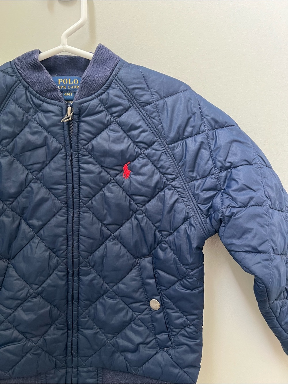 Polo by Ralph Lauren Navy Quilted Light Puffer Jacket with Red Pony